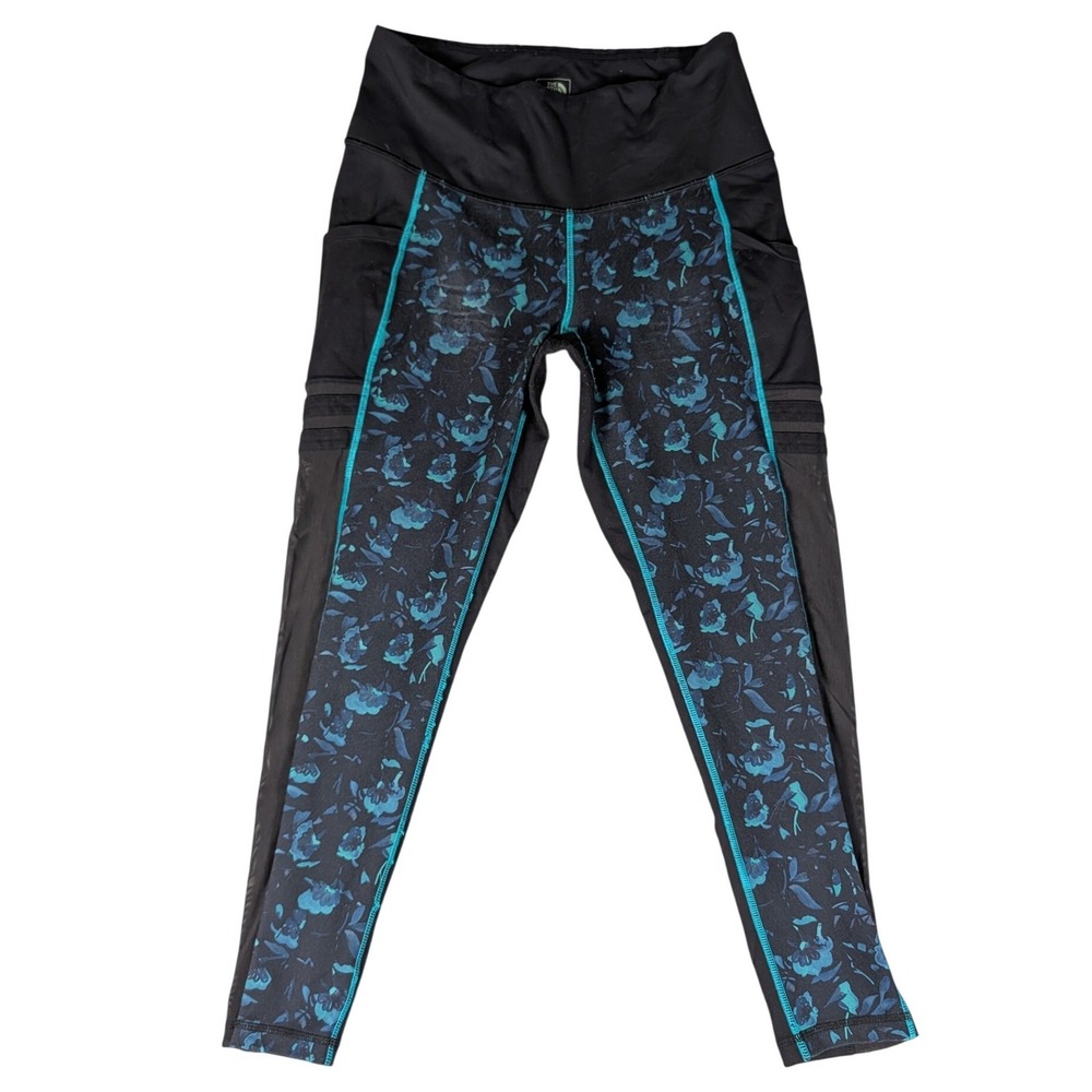 The North Face FlashDry Womens Floral Mesh Pocket Leggings Black Teal